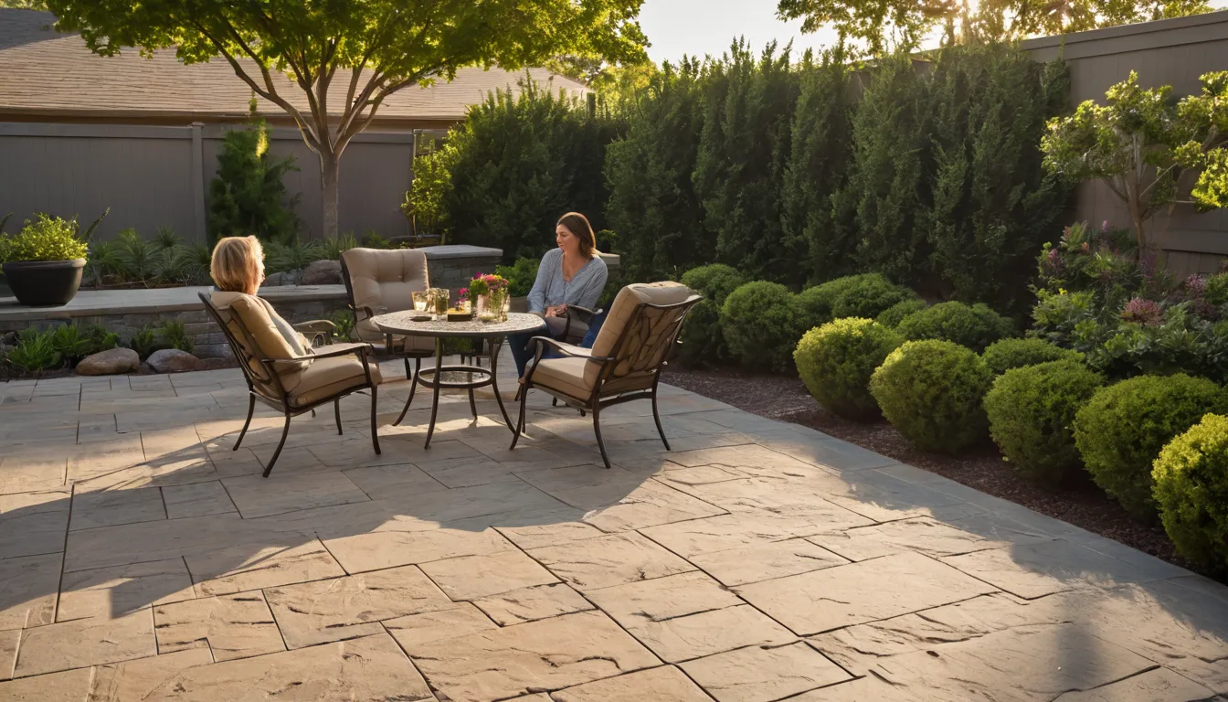 A family patio with stamped concrete near Richmond